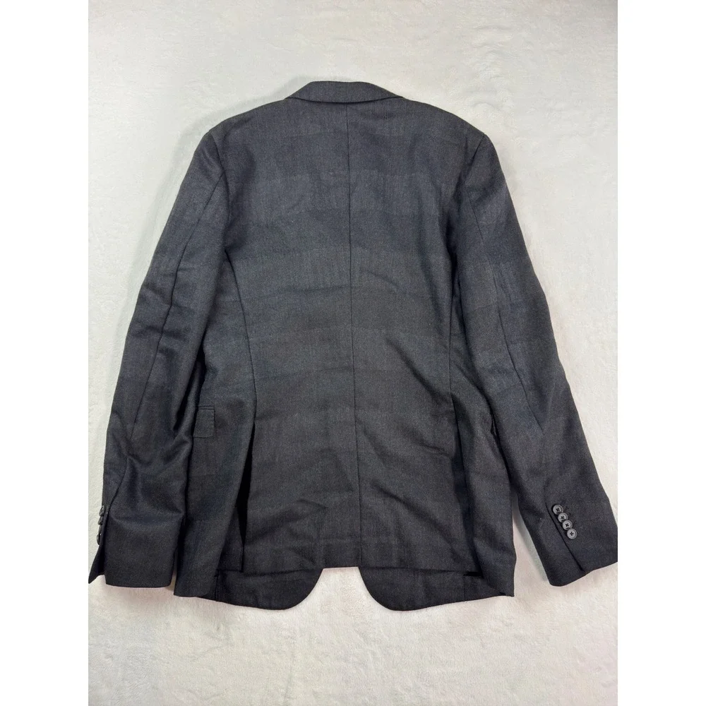 Z Zegna Mens 52L Charcoal Grey Wool Silk Herringbone Blazer Jacket Drop 8 Deco